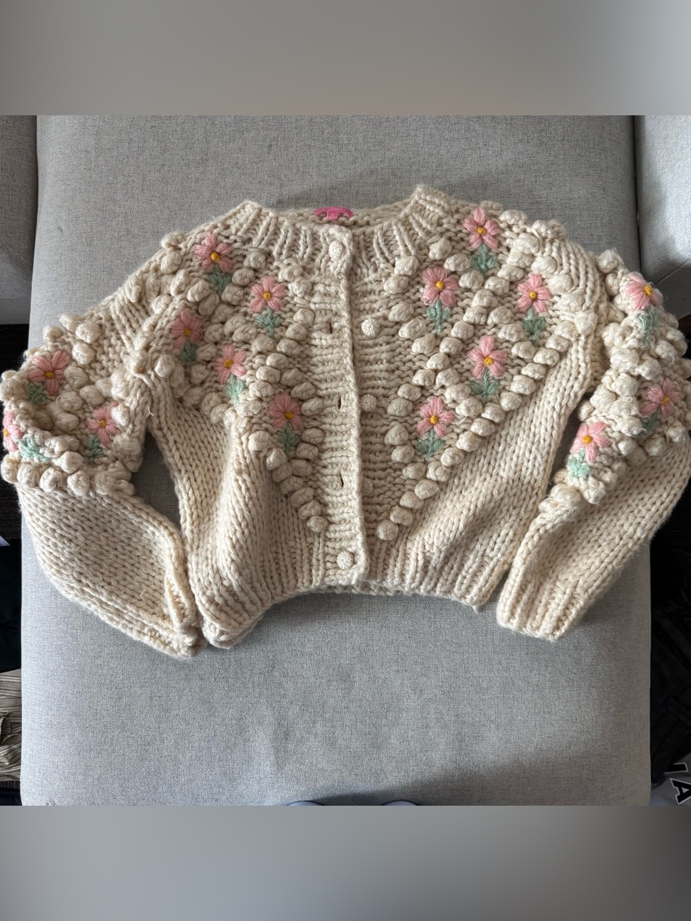 sugar thrillz flower patch chunky knit cardigan